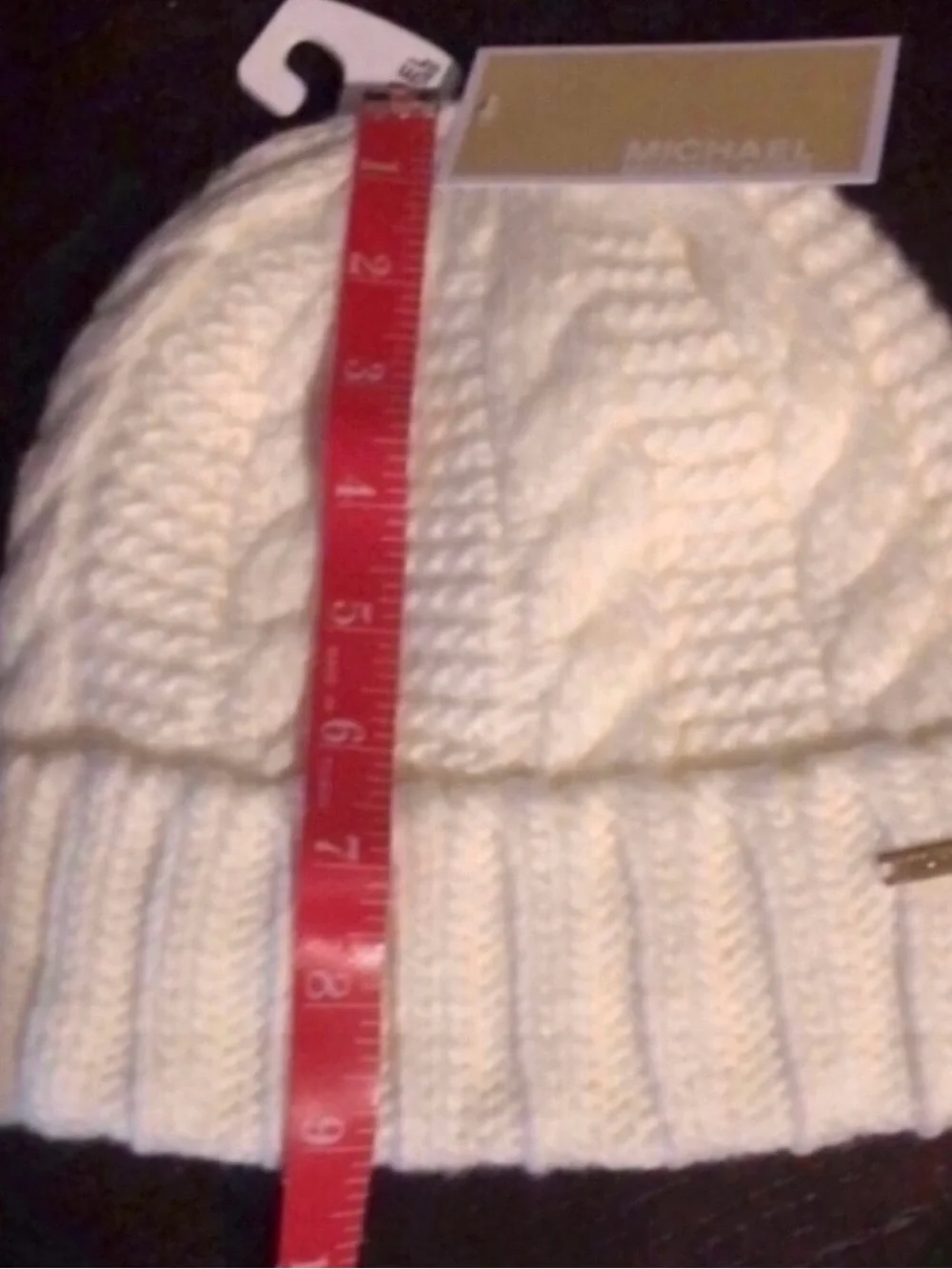 New Michael Kors Hat Women’s Ivory Winter Lined Cable Knit Cuffed Beanie Hat